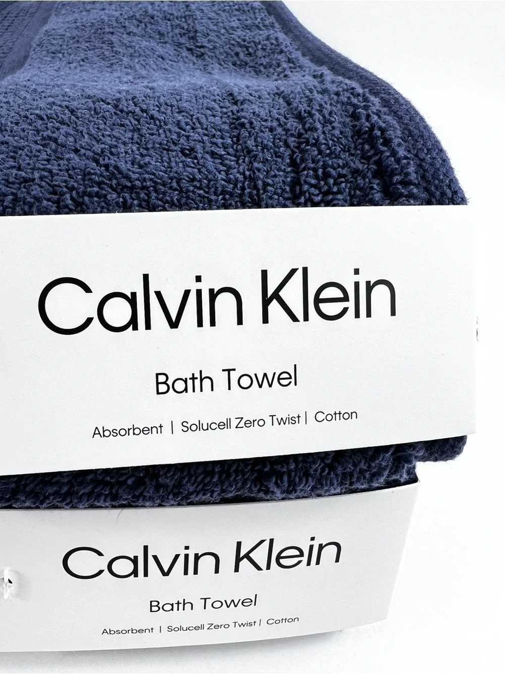 Calvin Klein Bath Towels Navy Blue Plush Zero Twist 100% Cotton 2 Pc Set NEW